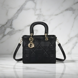 Chic doorgestikte tas (L) - Maggie - Zwart