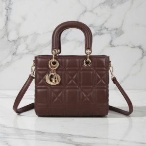 Chic doorgestikte tas (M) - Dewi - Coffee
